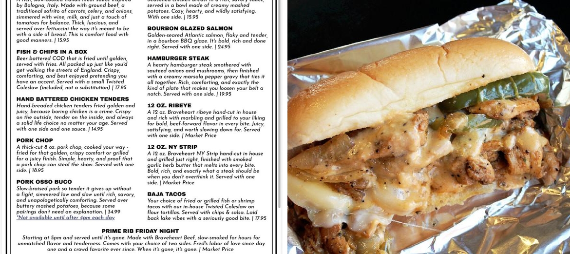 Twisted Oaks Menu