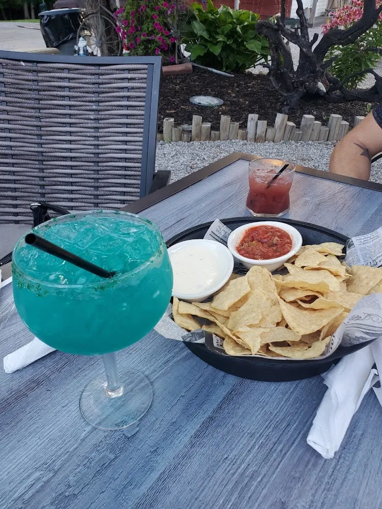 Macho Queso with a Blue Margarita