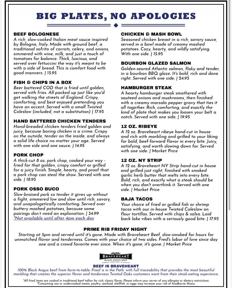 Twisted Oaks Menu image 1